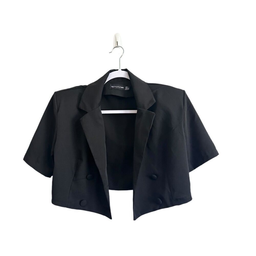 Pretty Little Things Cropped Blazer Women's 2‎ Black Preppy Party Business Wear